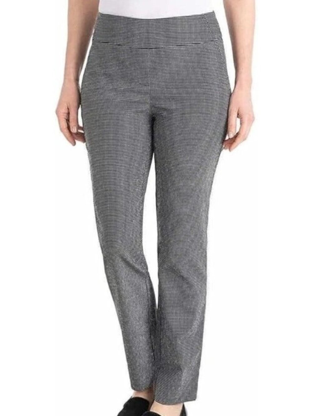 NWOT Hilary Radley Women's L Dress Pants Black & White Checkered Stretch Fabric